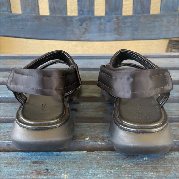 Vince Fresca Womens Sandals Size 8 Black Leather Open Toe Platform Hook & Loop - Picture 5 of 9